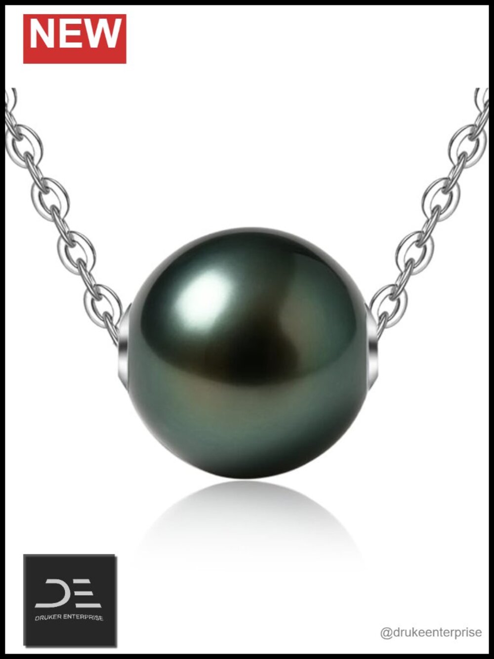 Tahitian Black Pearl Pendant Necklace 9-12mm AAAAA Genuine Handpicked Gold